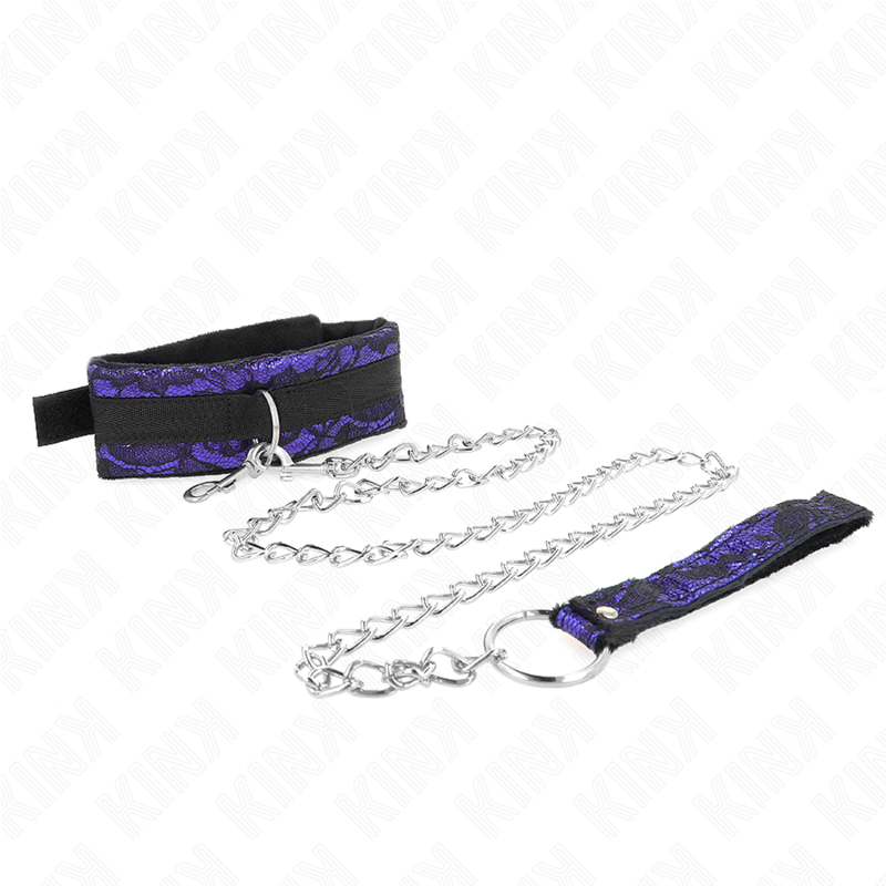Kink Collar & Gag Kink - Short Velvet Lace Necklace With Belt 105 Cm With Nylon Trim 44 X 5.5 Cm
