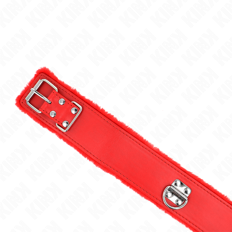 Kink Collar & Gag Kink - Necklace With Leash 116 Cm With Silver Studs Model 4 Red Adjustable 40-48 Cm X 6 Cm