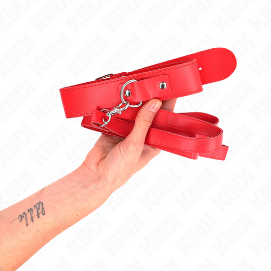Kink Collar & Gag Kink - Necklace With Belt 116 Cm Rojo Strap Adjustable 32-50 Cm X 8 Cm