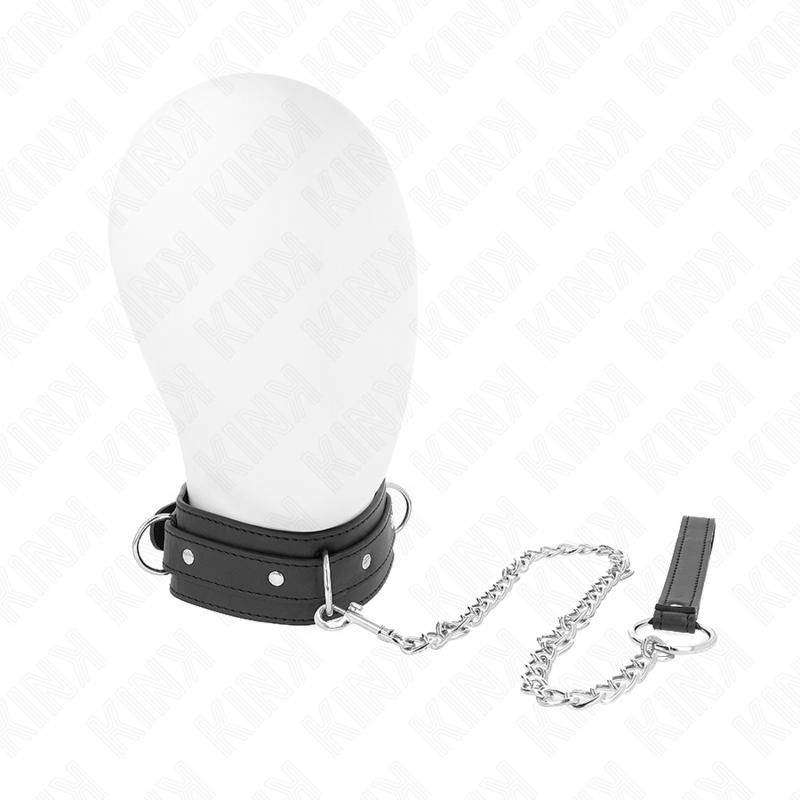 Kink Collar & Gag Kink - Necklace With Leash 65 Cm 3 Ring Model 1 Adjustable 38-49 Cm X 5 Cm