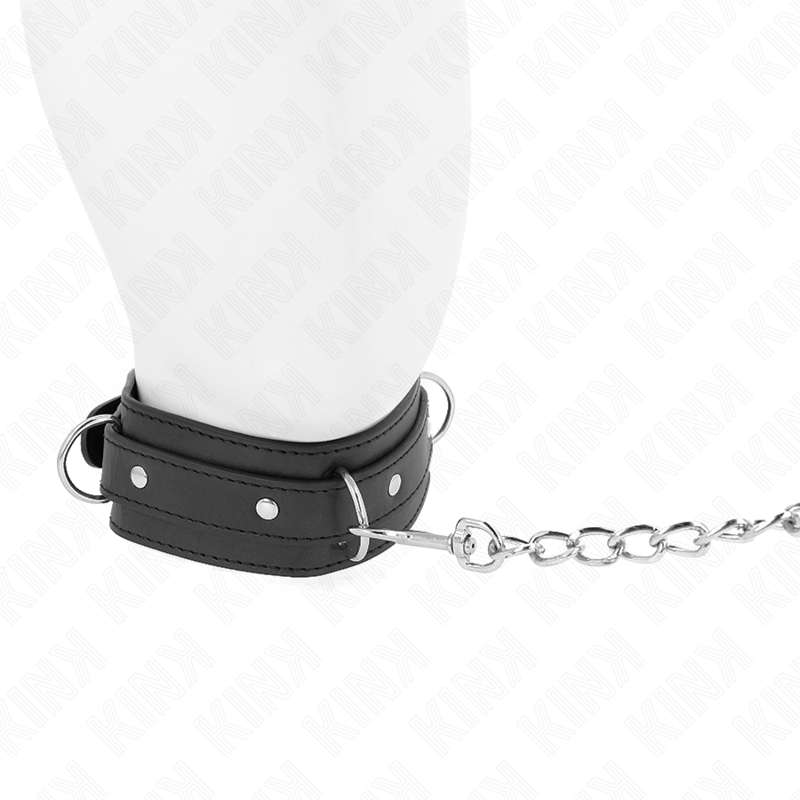 Kink Collar & Gag Kink - Necklace With Leash 65 Cm 3 Ring Model 1 Adjustable 38-49 Cm X 5 Cm