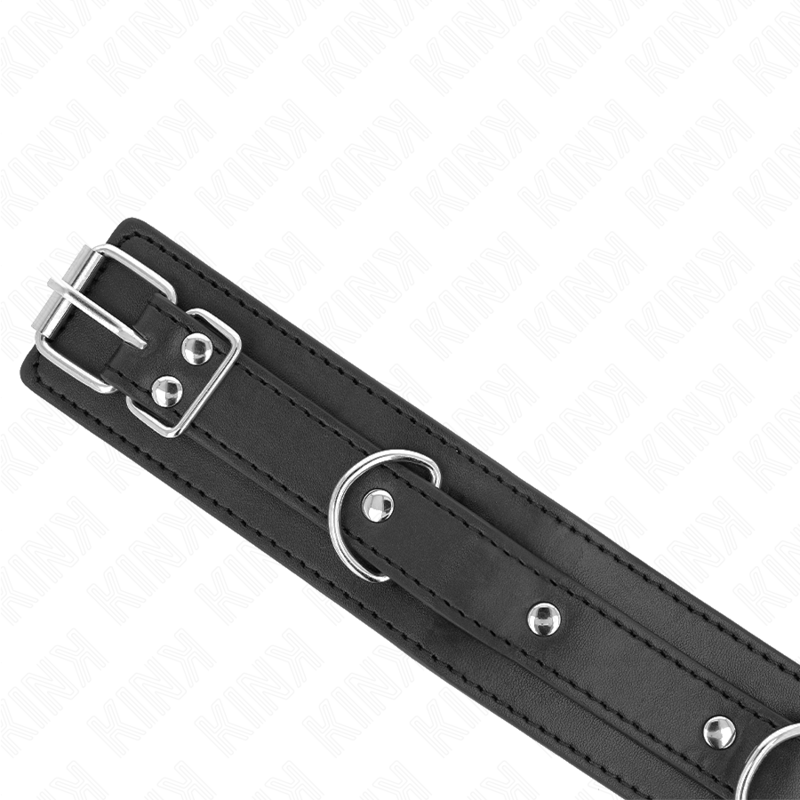 Kink Collar & Gag Kink - Necklace With Leash 65 Cm 3 Ring Model 1 Adjustable 38-49 Cm X 5 Cm