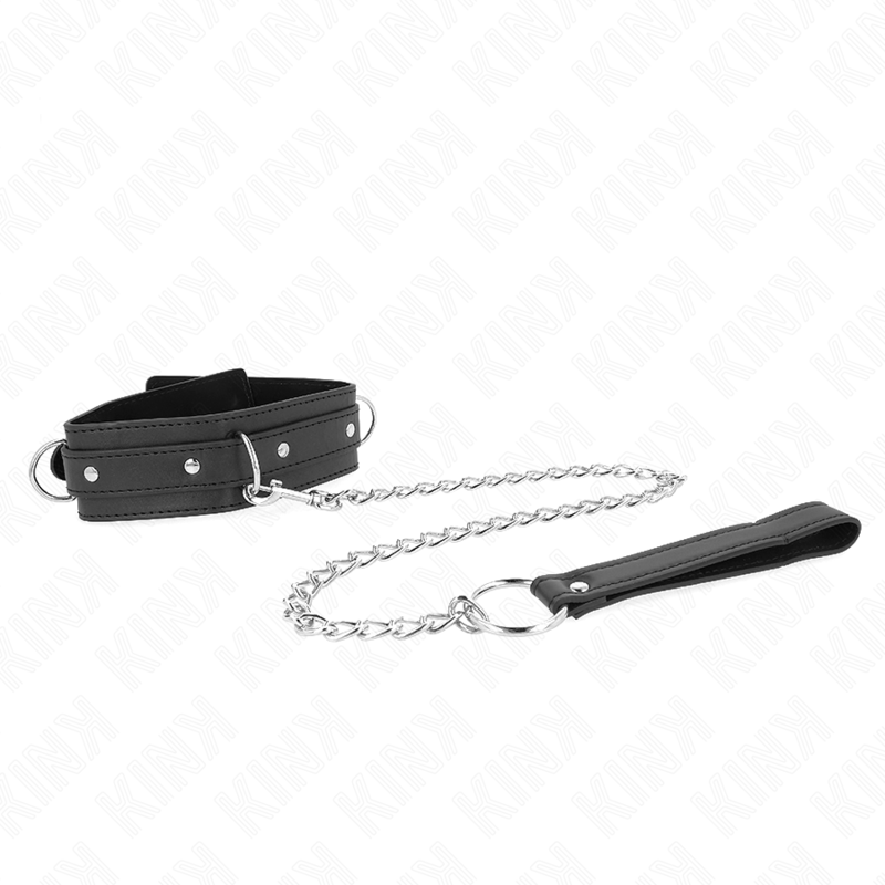 Kink Collar & Gag Kink - Necklace With Leash 65 Cm 3 Ring Model 1 Adjustable 38-49 Cm X 5 Cm