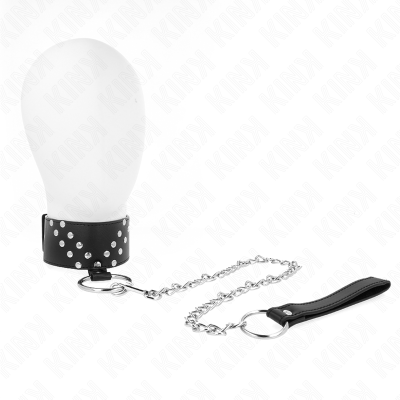 Kink Collar & Gag Kink - Necklace With Belt 65 Cm With V Rivet Adjustable 36-43 Cm X 5 Cm