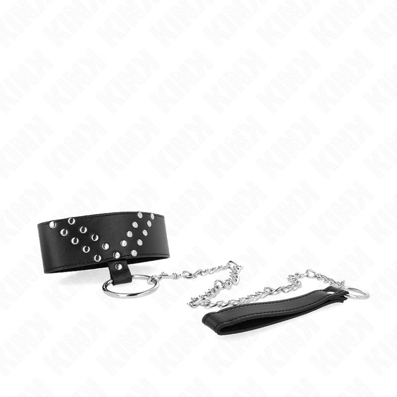 Kink Collar & Gag Kink - Necklace With Belt 65 Cm With V Rivet Adjustable 36-43 Cm X 5 Cm