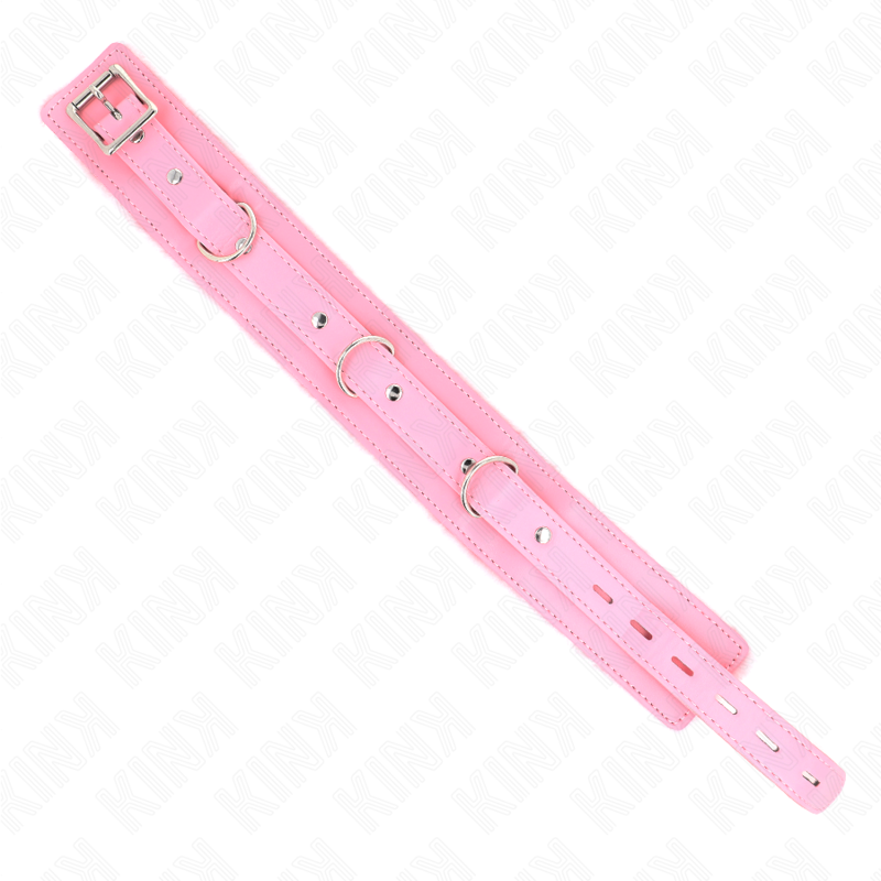 Kink Collar & Gag Kink - Collar With Leash 65 Cm With Restrictions Pink 36-42 Cm X 5.5 Cm