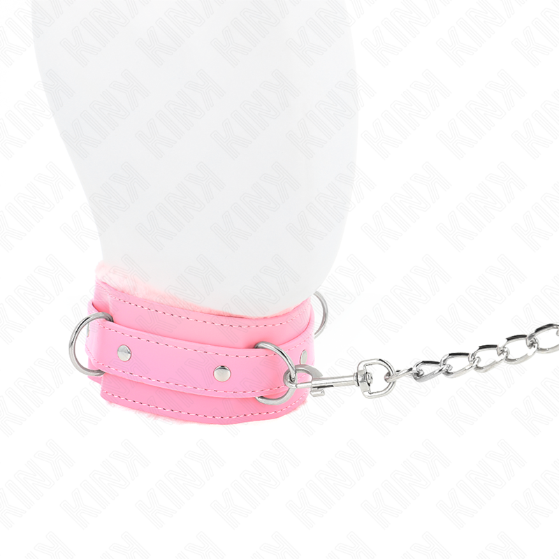 Kink Collar & Gag Kink - Collar With Leash 65 Cm With Restrictions Pink 36-42 Cm X 5.5 Cm