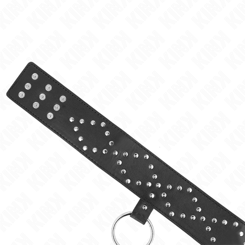 Kink Collar & Gag Kink - Necklace 65 Cm With Leash With Silver Studs Model 3 Adjustable 36-43 Cm X 5 Cm