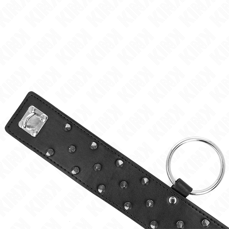 Kink Collar & Gag Kink - Necklace With Leash 65 Cm With Silver Studs Model 5 Adjustable 36-43 Cm X 5 Cm