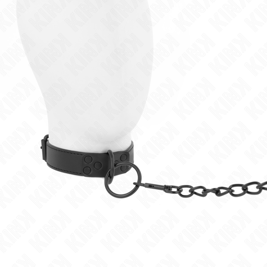 Kink Collar & Gag Kink - Collar With Dark Leash 65 Cm Adjustable 37-54 Cm X 3 Cm
