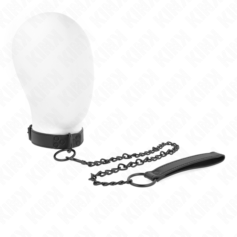 Kink Collar & Gag Kink - Collar With Dark Leash 65 Cm Adjustable 37-54 Cm X 3 Cm