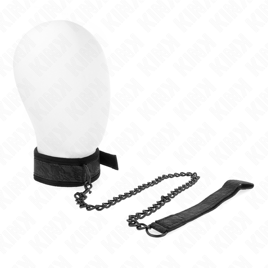 Kink Collar & Gag Kink - Basic Model Collar With Leash 77 Cm Model 5 Ajustable 34-54 Cm X 5 Cm