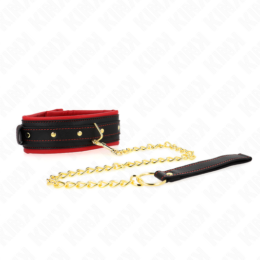 Kink Collar & Gag Kink - Collar With Plain Fabric Leash Adjustable 33-48 Cm X 5.7 Cm