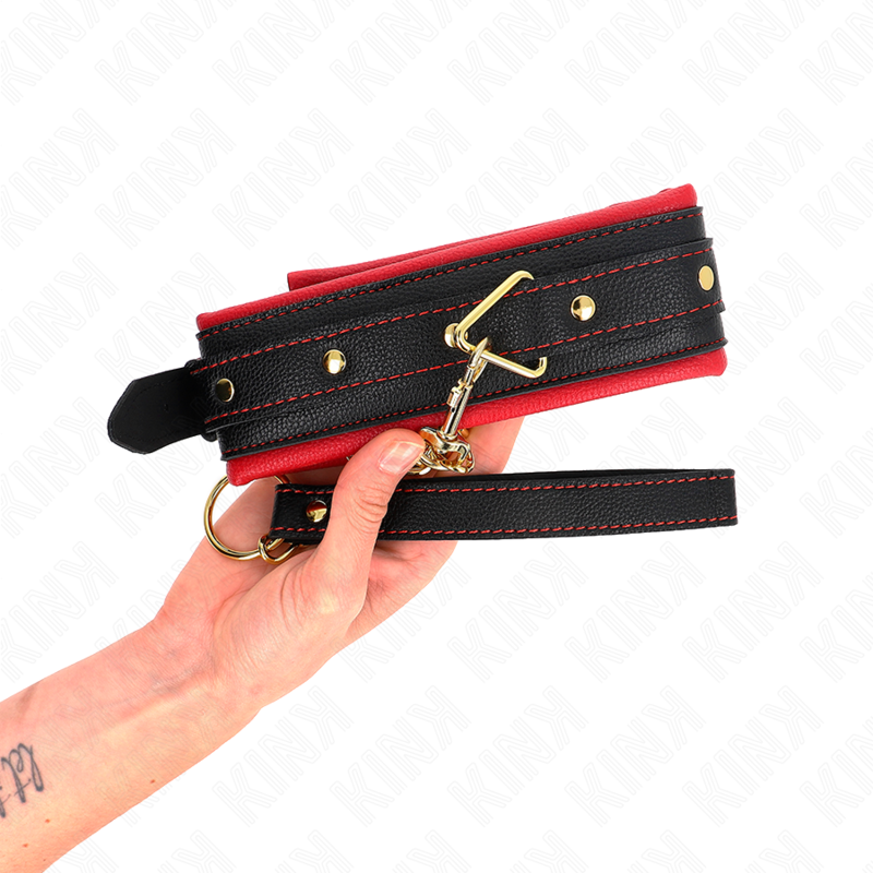 Kink Collar & Gag Kink - Collar With Plain Fabric Leash Adjustable 33-48 Cm X 5.7 Cm