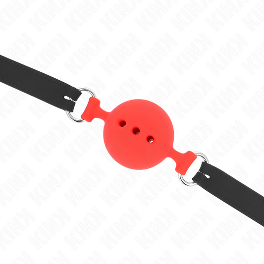 Kink Collar & Gag Kink - Full Silicone Gag 55 X 2 Cm With 5 Cm Ball Size L Red Adjustable 35-51 Cm