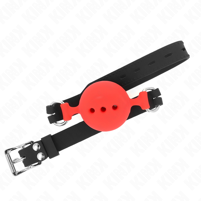 Kink Collar & Gag Kink - Full Silicone Gag 55 X 2 Cm With 5 Cm Ball Size L Red Adjustable 35-51 Cm