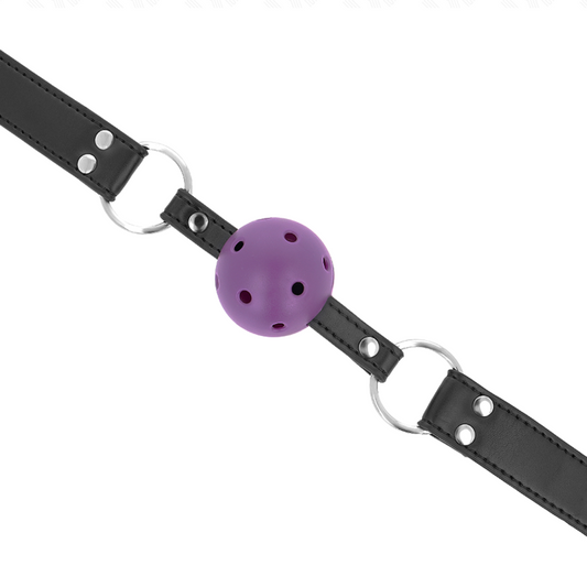 Kink Collar & Gag Kink - Breathable Ball 4 Cm Gag With Double Rivet Purple 62.5 X 2.5 Cm Adjustable 42-58 Cm
