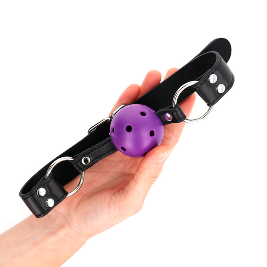 Kink Collar & Gag Kink - Breathable Ball 4 Cm Gag With Double Rivet Purple 62.5 X 2.5 Cm Adjustable 42-58 Cm