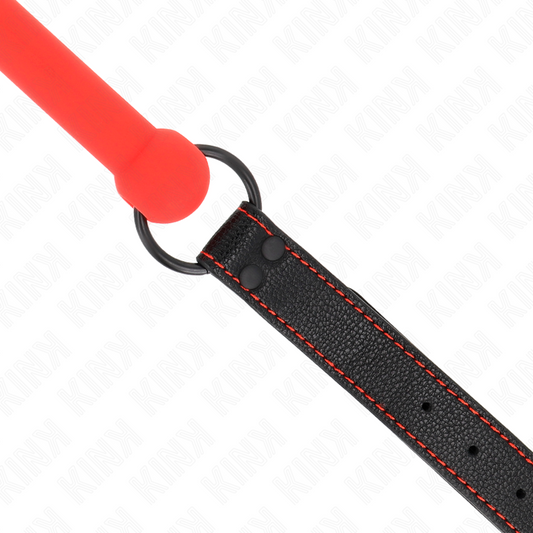 Kink Collar & Gag Kink - Bone Gag With Leatherette Strap Red Adjustable 41-57 Cm