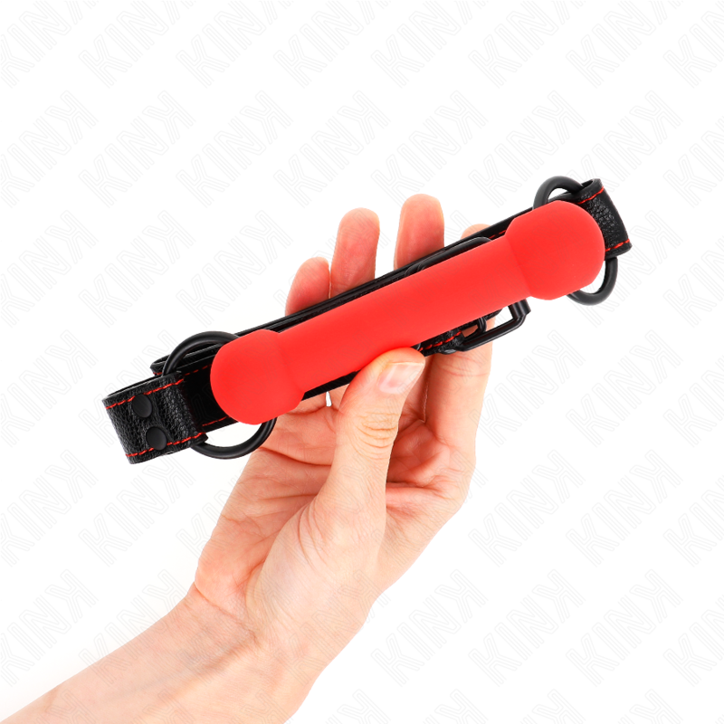 Kink Collar & Gag Kink - Bone Gag With Leatherette Strap Red Adjustable 41-57 Cm