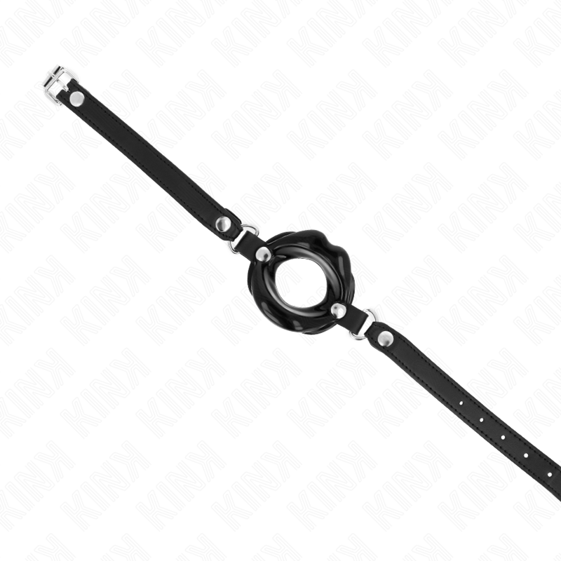 Kink Collar & Gag Kink - Lip 8 Cm Gag With Black Leatherette Strap 63 X 2 Cm Adjustable 39-58 Cm