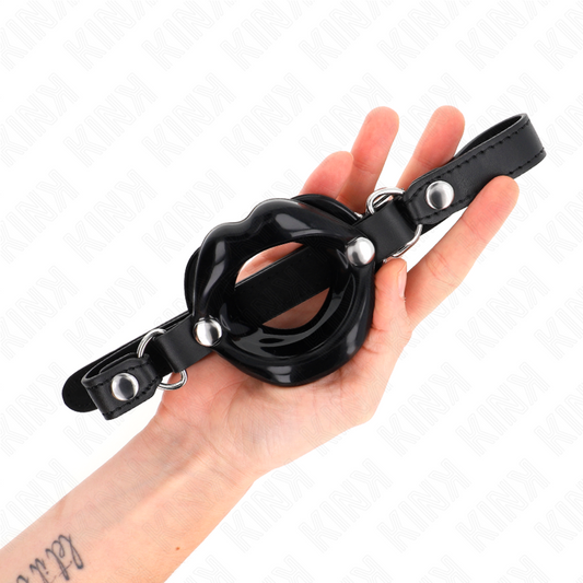 Kink Collar & Gag Kink - Lip 8 Cm Gag With Black Leatherette Strap 63 X 2 Cm Adjustable 39-58 Cm