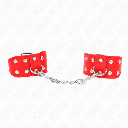 Kink Wrist Restraint Kink - Wristbands With Double Line Of Adjustable Studs Red