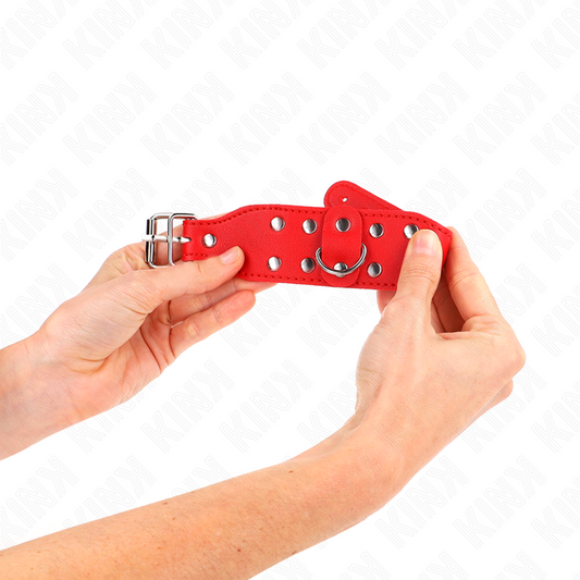 Kink Wrist Restraint Kink - Wristbands With Double Line Of Adjustable Studs Red