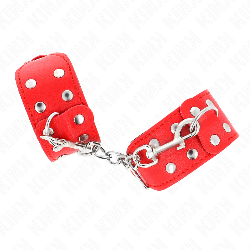 Kink Wrist Restraint Kink - Wristbands With Double Line Of Adjustable Studs Red