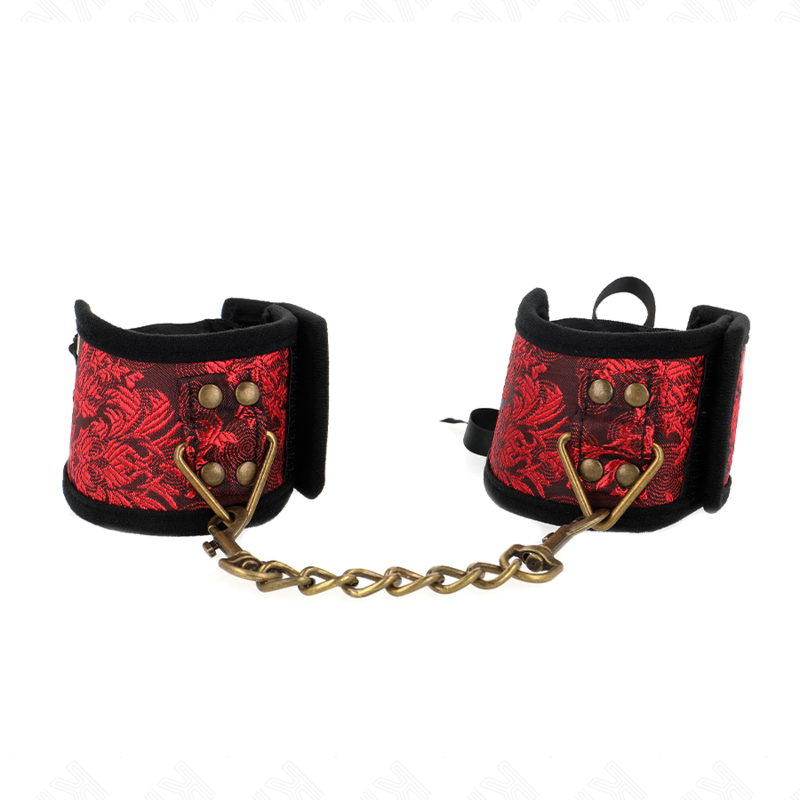 Kink Wrist Restraint Kink - Scandal Wrist Restraints Red-Black Lace Details 24.5 Cm X 6.5 Cm