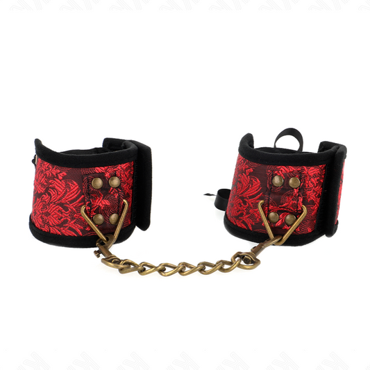 Kink Wrist Restraint Kink - Scandal Wrist Restraints Red-Black Lace Details 24.5 Cm X 6.5 Cm