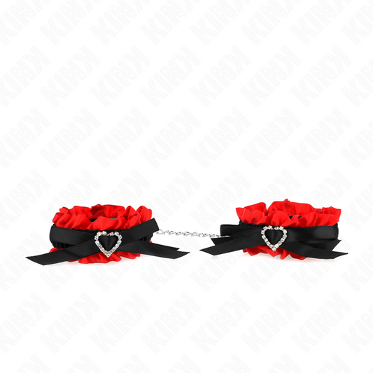 Kink Wrist Restraint Kink - Lace Elastic Wrist Restraints Red Heart Details Adjustable 22-35 Cm