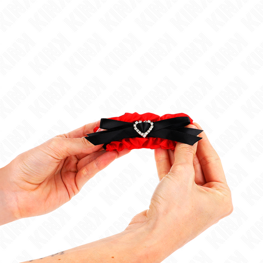 Kink Wrist Restraint Kink - Lace Elastic Wrist Restraints Red Heart Details Adjustable 22-35 Cm