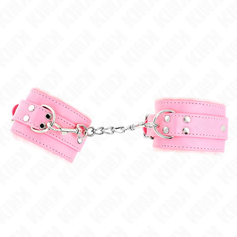 Kink Wrist Restraint Kink - Fur Lined Wrist Restraints Pink With Pink Belt Adjustable 17-29 Cm X 6 Cm