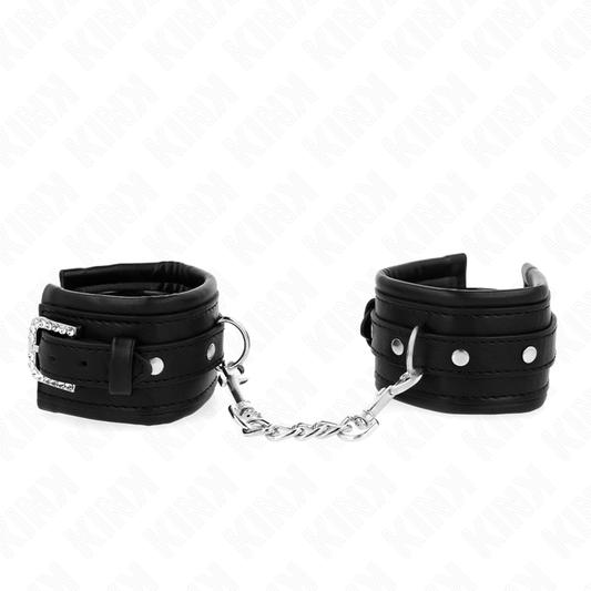 Kink Wrist Restraint Kink - Rhinestone Buckle Wrist Restraints Black Adjustable 25-32 Cm X 5.5 Cm