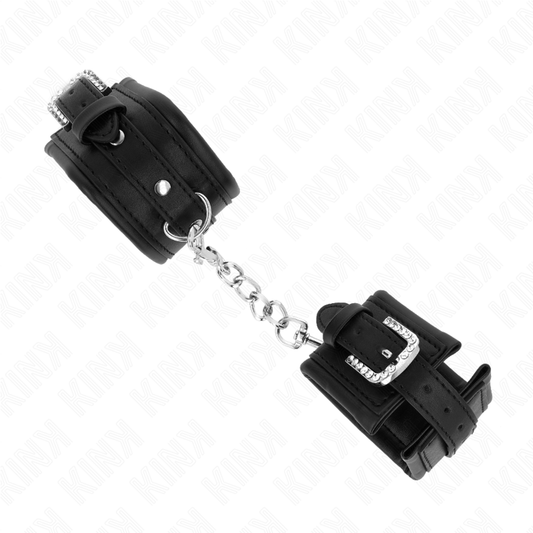 Kink Wrist Restraint Kink - Rhinestone Buckle Wrist Restraints Black Adjustable 25-32 Cm X 5.5 Cm