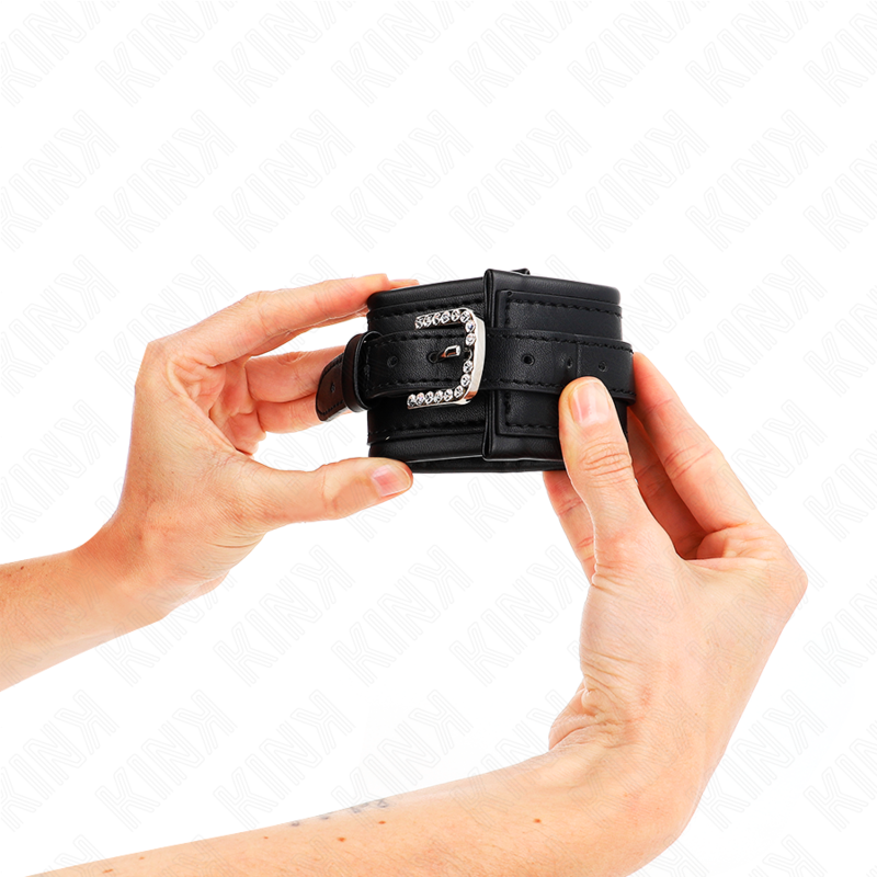 Kink Wrist Restraint Kink - Rhinestone Buckle Wrist Restraints Black Adjustable 25-32 Cm X 5.5 Cm