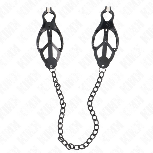Kink Nipple Grip Kink - Japanese Clover Nipple Clamps With Chain Black 30 Cm