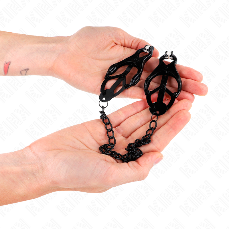 Kink Nipple Grip Kink - Japanese Clover Nipple Clamps With Chain Black 30 Cm