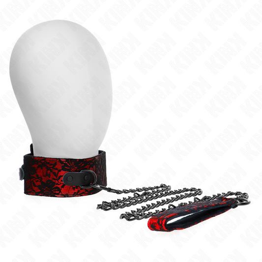 Kink Collar & Gag Kink - Lace Necklace With Belt With Real Leather Belt 105 Cm / 44 X 5.5 Cm