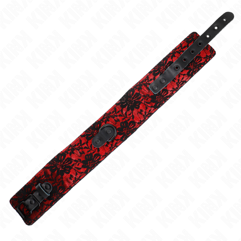 Kink Collar & Gag Kink - Lace Necklace With Belt With Real Leather Belt 105 Cm / 44 X 5.5 Cm