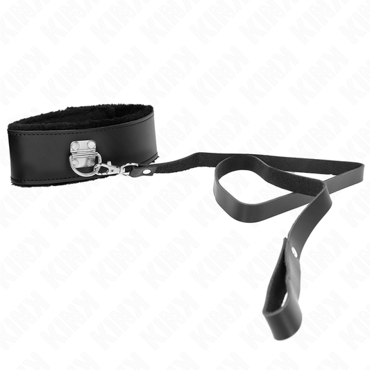 Kink Collar & Gag Kink - Necklace With Belt 116 Cm With Black Leather Strap Adjustable 40-48 Cm X 6 Cm