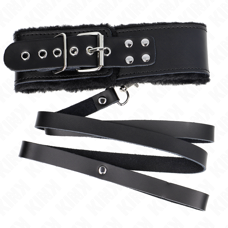 Kink Collar & Gag Kink - Necklace With Belt 116 Cm With Black Leather Strap Adjustable 40-48 Cm X 6 Cm