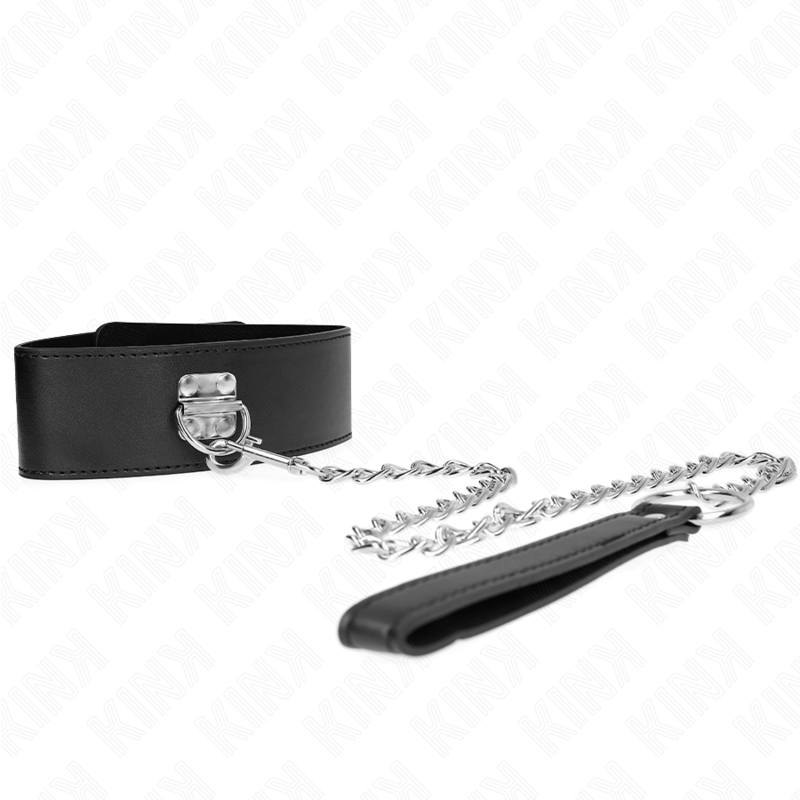 Kink Collar & Gag Kink - Necklace With Belt 65 Cm With Wide Black Strap Adjustable 33.5-41 Cm X 5 Cm