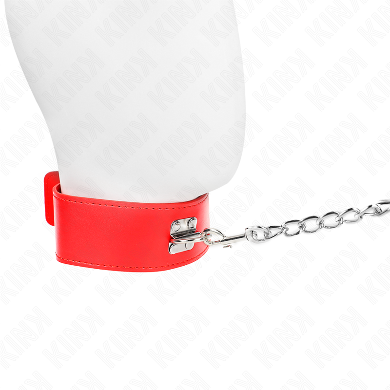Kink Collar & Gag Kink - Necklace With Belt 65 Cm With Wide Red Strap Adjustable 33.5-41 Cm X 5 Cm