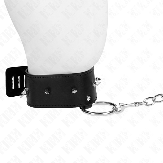 Kink Collar & Gag Kink - Necklace 65 Cm With Leash With Silver Studs Model 2 Adjustable 36-43 Cm X 5 Cm