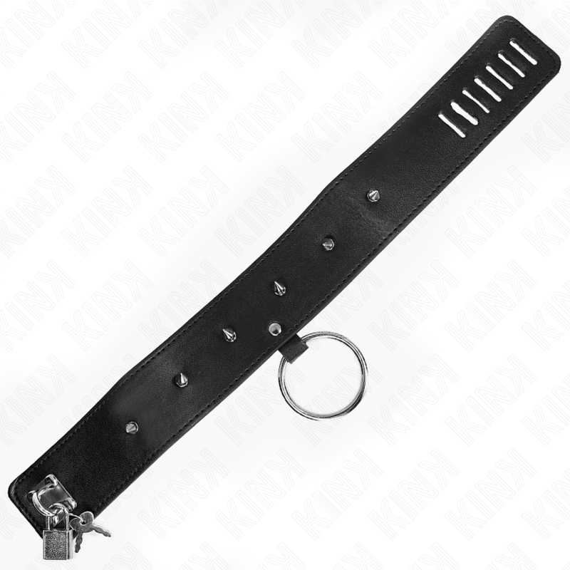 Kink Collar & Gag Kink - Necklace 65 Cm With Leash With Silver Studs Model 2 Adjustable 36-43 Cm X 5 Cm
