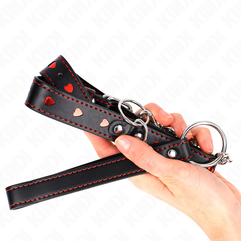 Kink Collar & Gag Kink - Necklace With Strap 65 Cm Heart Details 52.5 X 2.5 Cm