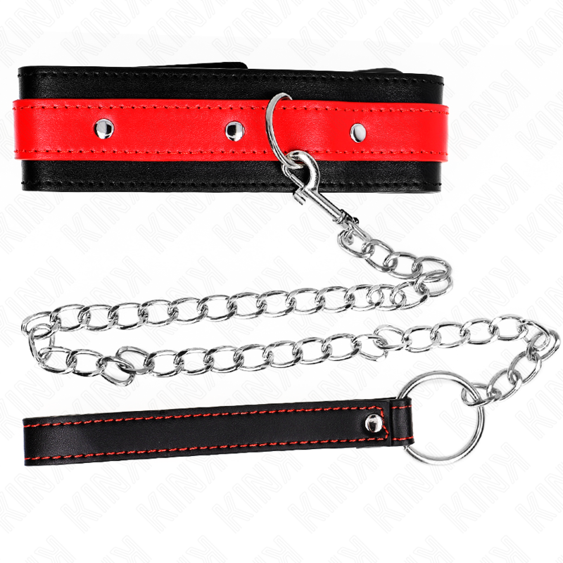 Kink Collar & Gag Kink - Necklace With Red Strap 65 Cm Ajustable 36-43 Cm X 5 Cm