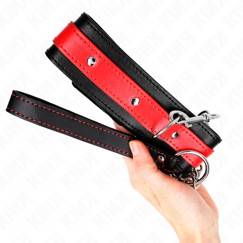 Kink Collar & Gag Kink - Necklace With Red Strap 65 Cm Ajustable 36-43 Cm X 5 Cm